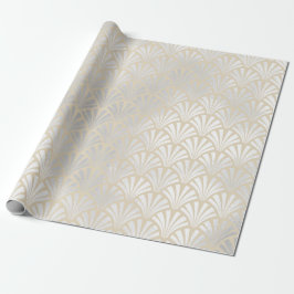Papel De Regalo Art Deco Marfil Plata Gris Escala Seashell Elegant