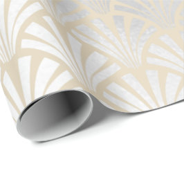 Papel De Regalo Art Deco Marfil Plata Gris Escala Seashell Elegant