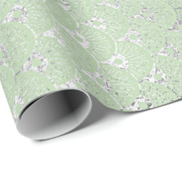 Papel De Regalo Art Deco Mint Green Silver Shells Vip