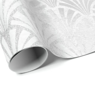 Papel De Regalo Art Deco Monochrom Plata Gris Escalas De Estelares