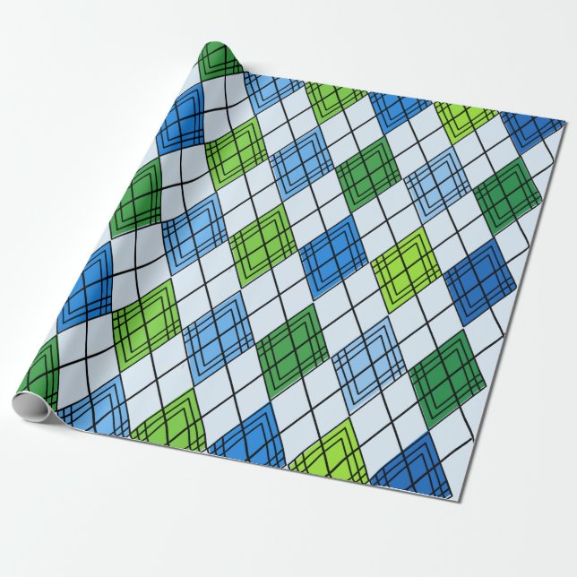 Papel De Regalo Art Deco Rain Argyle (Desenrollado)