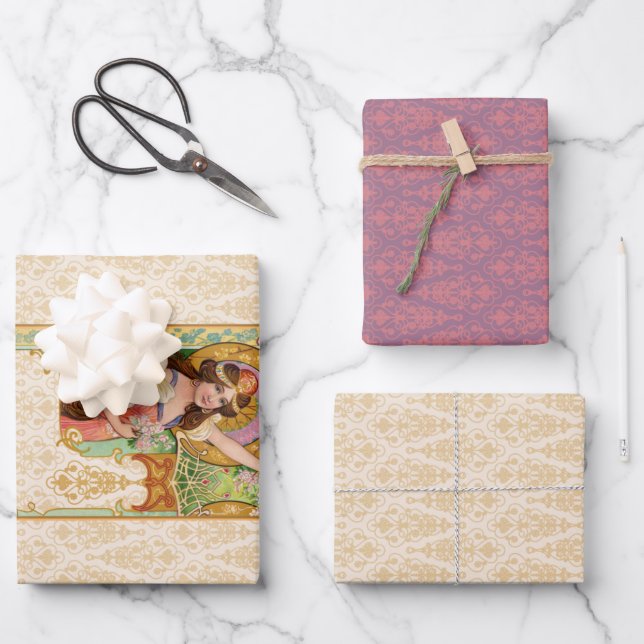 Papel de regalo Art Nouveau de primavera (Anverso)