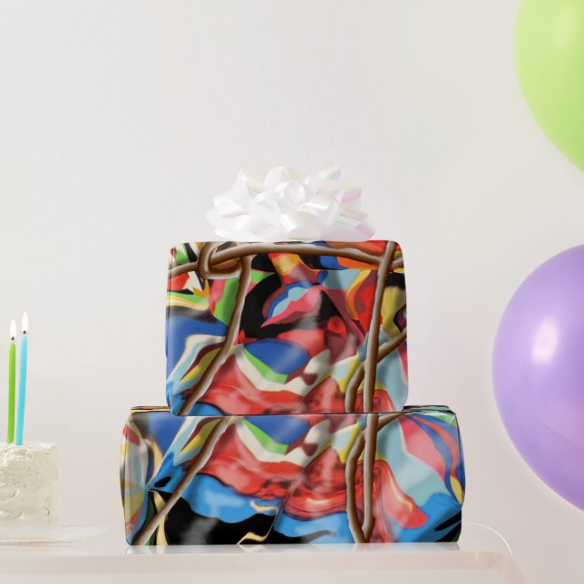 Papel De Regalo arte abstracto con cuerda (Regalos de fiesta)