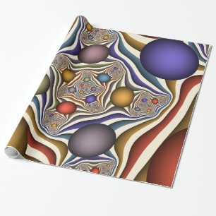 Papel De Regalo Arte abstracto fractal moderno y colorido que vuel