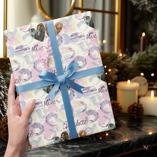 Papel De Regalo Arte abstracto personalizado con fotos y nombres