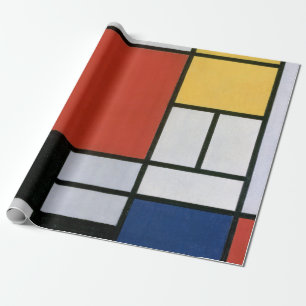 Papel De Regalo Arte abstracto rojo azul amarillo de Piet Mondrian