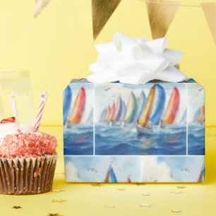 Papel De Regalo Arte acuático Sailboat Regatta