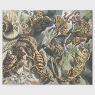 Papel De Regalo Arte Antiguo de Reptiles y Lagartos de la Naturale