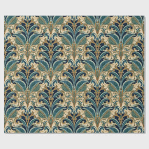 Papel De Regalo Arte Antiguo Deco Majólica Floral Artesanal Nouvea