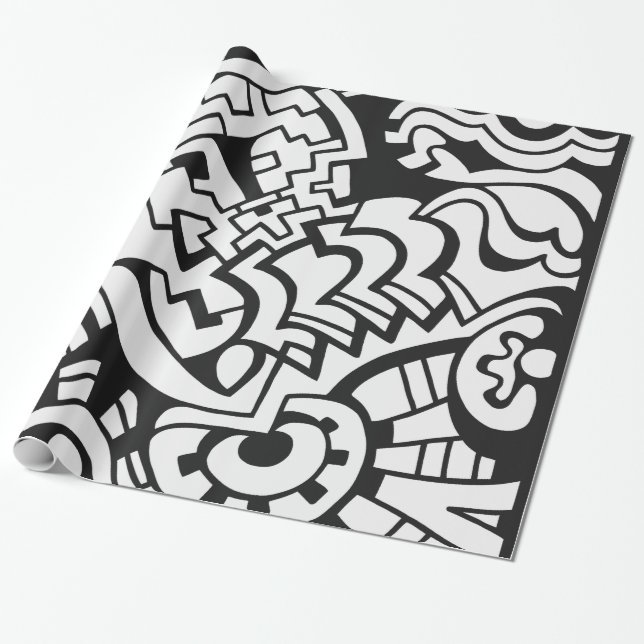 Papel De Regalo Arte blanco y negro de la calle de la pintada (Desenrollado)
