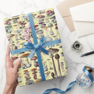 Papel De Regalo Arte Botánico Encantador de Cabaña de Hongos Franc