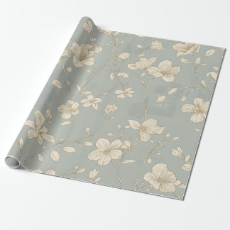 Papel De Regalo Arte Botánico Vintage Elegante de Línea