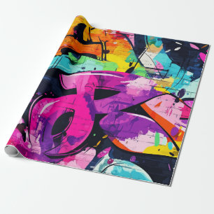 Papel De Regalo Arte callejero atrevido con negro morado y amarill
