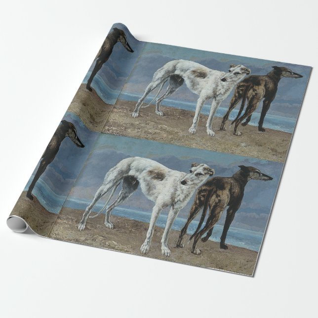 Papel De Regalo Arte clásico de dos galgos (Desenrollado)