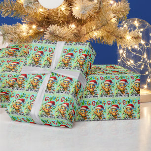 Papel De Regalo Arte con palabras divertidas de Navidad y jengibre