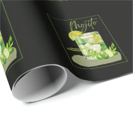 Papel De Regalo Arte de Acuarela de Cóctel Mojito