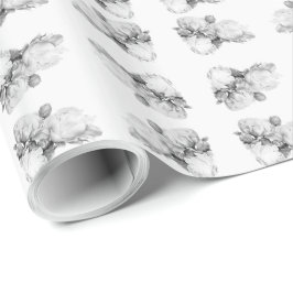 Papel De Regalo Arte de acuarela floral elegante de peones blancos