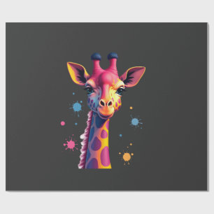Papel De Regalo Arte de animales africanos La jirafa colorida para