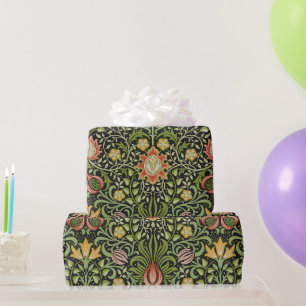 Papel De Regalo Arte de azulejos florales persas negros de William