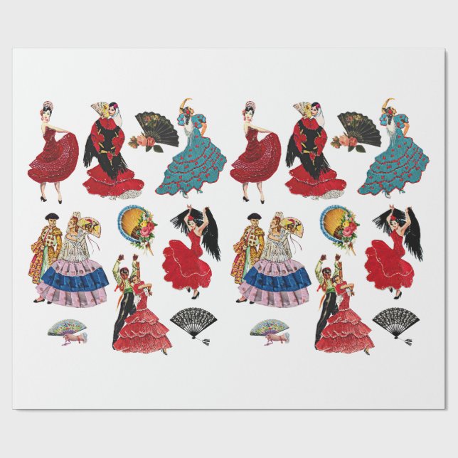 Papel De Regalo Arte de bailarinas de flamenco de España (Superficie plana)