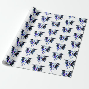 Papel De Regalo Arte de bestia marina fantástica dragón fondo blan