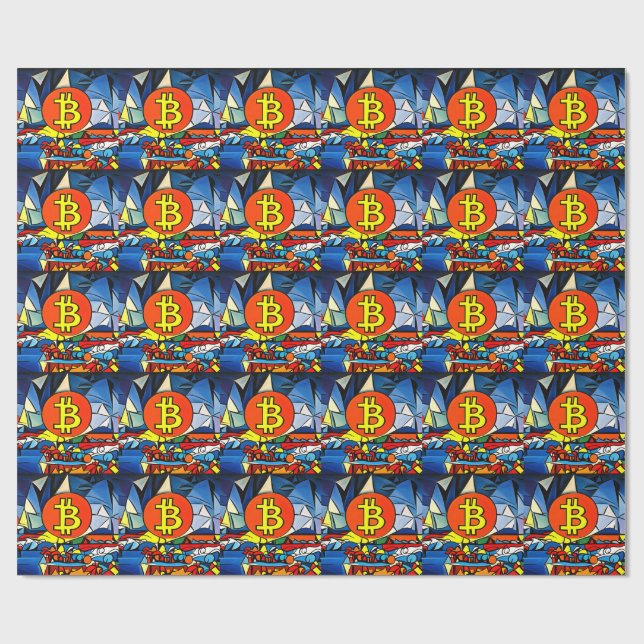 Papel De Regalo Arte de Bitcoin (Superficie plana)