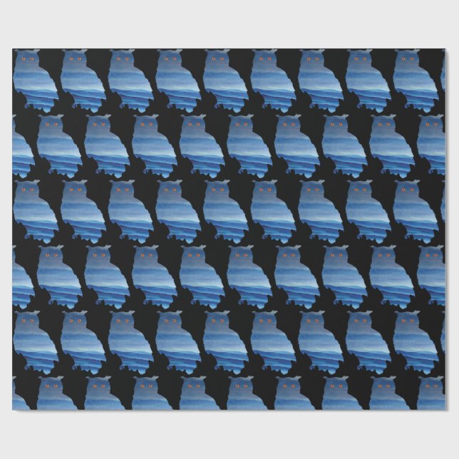 Papel De Regalo Arte de búho acuarela (Superficie plana)