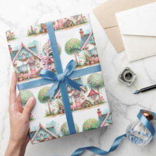 Papel De Regalo Arte de Cabaña de Cuento de Hadas Pastel Caprichos
