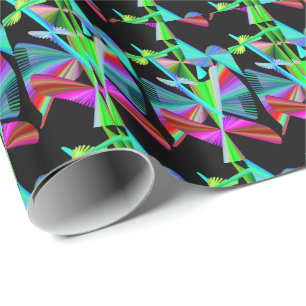 Papel De Regalo Arte de Caleidoscopio Rojo Verde Púrpura Azul Negr