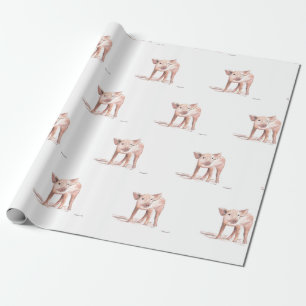 Papel De Regalo Arte de cerdo bebé acuarela lindo patrón de cultiv