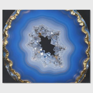 Papel De Regalo Arte de Cristal de Filo de Oro Geoda de Ágata Azul