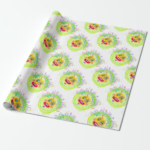 Papel De Regalo Arte de Emoji Meemogie de Sonrisa con Burbujas