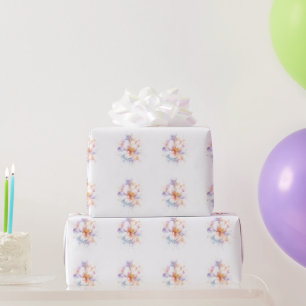 Papel De Regalo Arte de Flor de Acuarela Pastel con Acentos de Oro