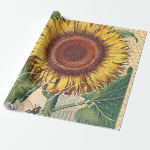 Papel De Regalo Arte de Flor de Damasco Vintage Girasol