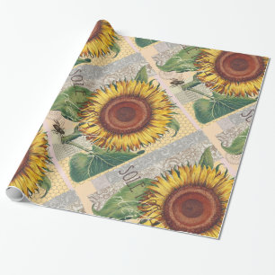 Papel De Regalo Arte de Flor de Damasco Vintage Girasol