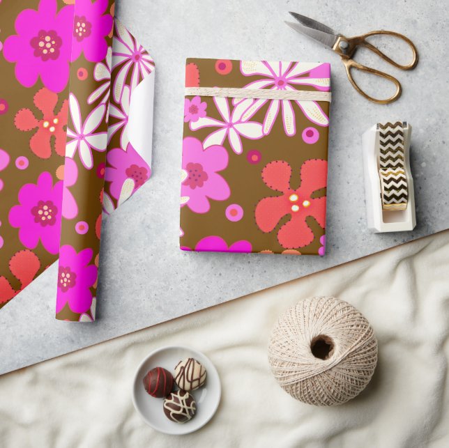 Papel De Regalo Arte de flores retro (Artesanía)