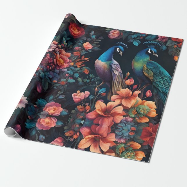 Papel De Regalo Arte de fondo de escritorio de Peacock Garden (Desenrollado)