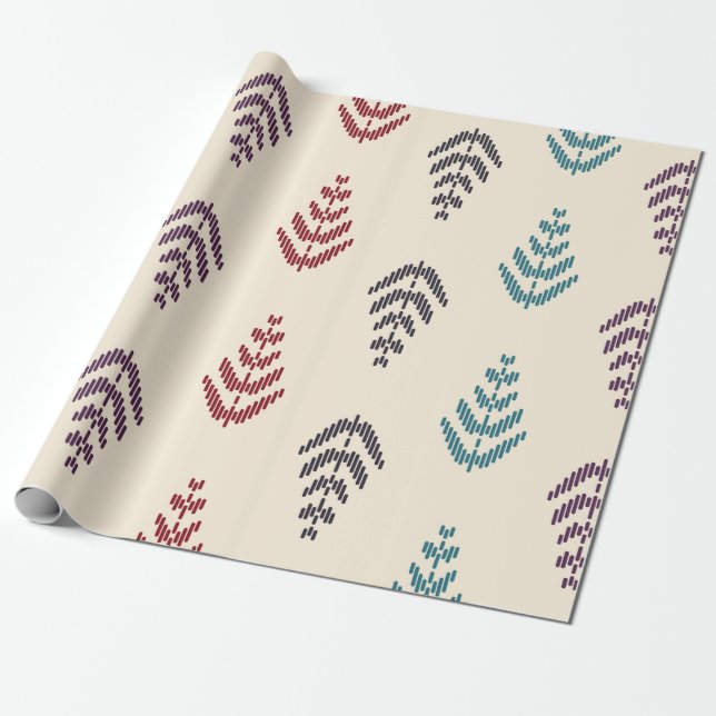 Papel De Regalo Arte de fondo de la hoja étnica. Patrón sin foco e (Desenrollado)