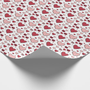 Papel De Regalo Arte de garabatos de corazones y rosas rojas y ros