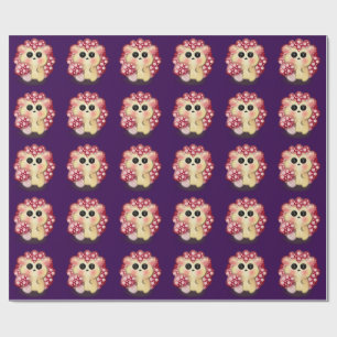 Papel De Regalo Arte de hongo rojo Kawaii lindo erizo sombrilla