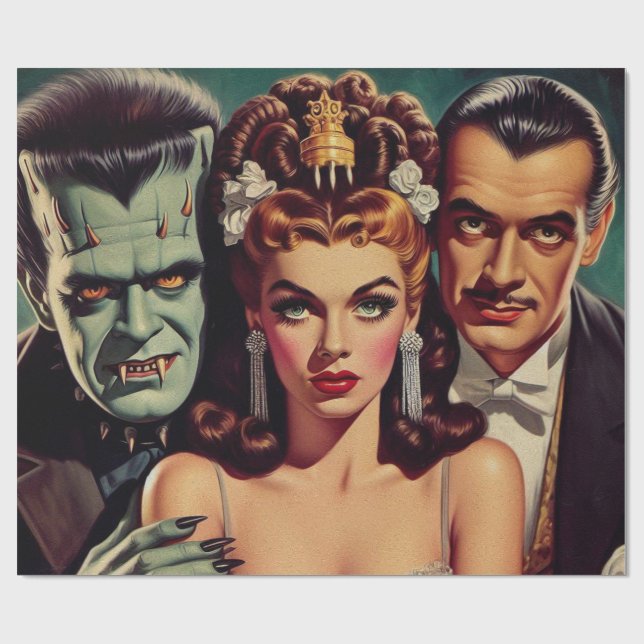 Papel De Regalo Arte de horror espeluznante (Superficie plana)