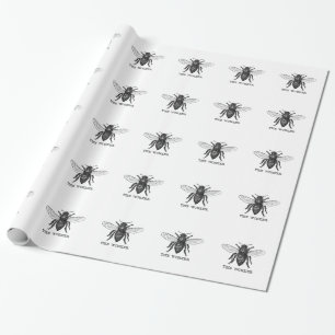 Papel De Regalo Arte de ilustración vintage de abeja trabajadora