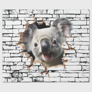 Papel De Regalo Arte de Koala en Pared 3D – Safari Realista