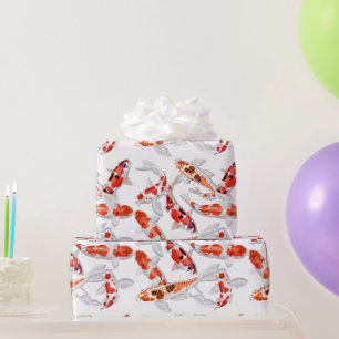 Papel De Regalo Arte de Koi Fish blanco naranja