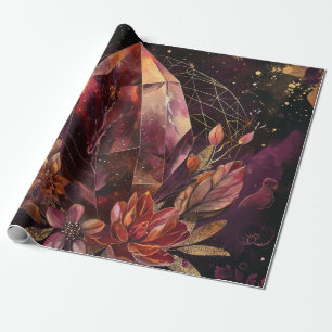 Papel De Regalo Arte de la Galaxia Floral de Cristal de Amatista M