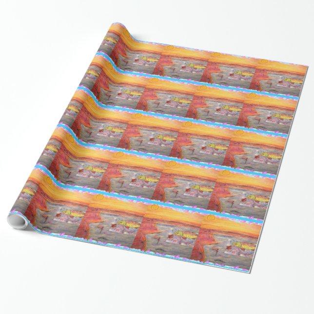 Papel De Regalo arte de la trucha arco iris (Desenrollado)