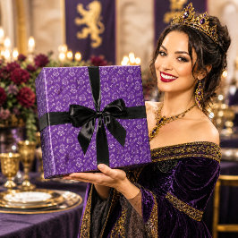 Papel De Regalo Arte de Línea Armadura de Caballero Flor Mano Púrp