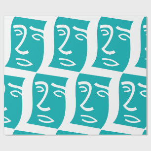 Papel De Regalo Arte de línea de cara abstracta moderna en verde a