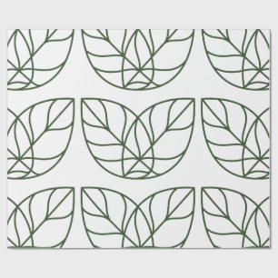 Papel De Regalo Arte de línea de hoja verde minimalista 