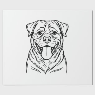 Papel De Regalo Arte de línea de perro Rottweiler � arte de línea 